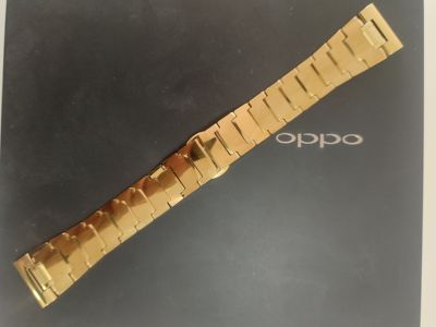 钨金表带永久不掉色黄金色表带金色钢带男蝴蝶扣表链金属钢带