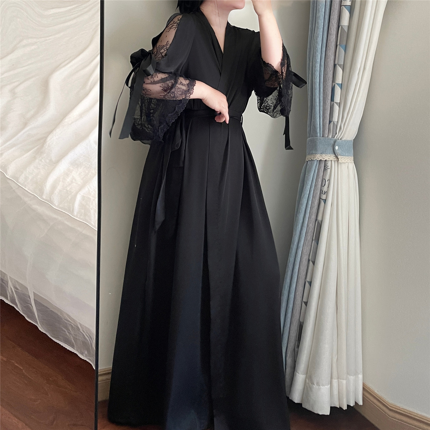 加肥加大码冰丝睡袍2-300斤夏胖mm蕾丝睡衣丝绸性感睡衣宽松女款