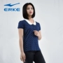 Áo phông nữ Hongxing Erke nữ ngắn tay áo sơ mi nữ rộng rãi mùa hè ve áo cotton thể thao - Áo polo thể thao áo polo zara