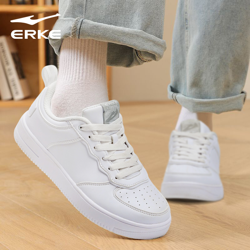 鸿星尔克女鞋2025秋冬新款厚底轻便板鞋女小白鞋纯白运动鞋平底鞋