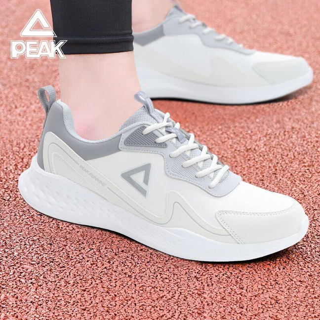 匹克男鞋秋冬保暖跑步鞋男款皮面防水运动鞋男士白色百搭休闲鞋子