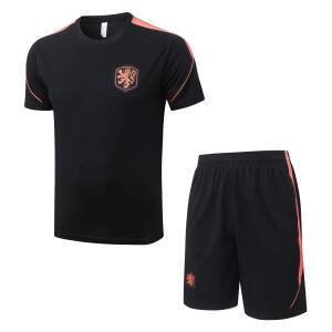 荷兰复古2627新款足球训练服黑色男学生速干夏季短裤跑步运动队服