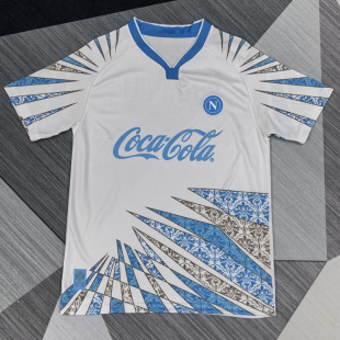 那不勒斯白色彩印短袖足球训练服上衣男球衣2526冷门新款运动队服