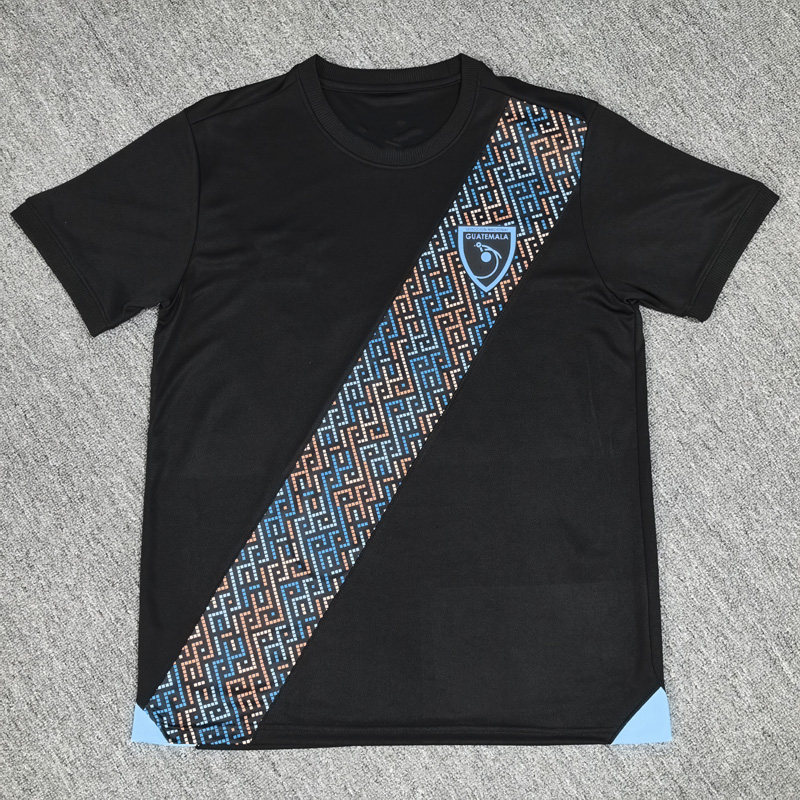 危地马拉足球服短袖上衣25新款黑色男生速干圆领定制训练比赛运动