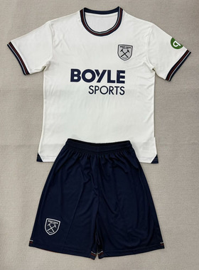 西汉姆白色短袖足球服套装男2425训练服球衣定制印号速干运动队服