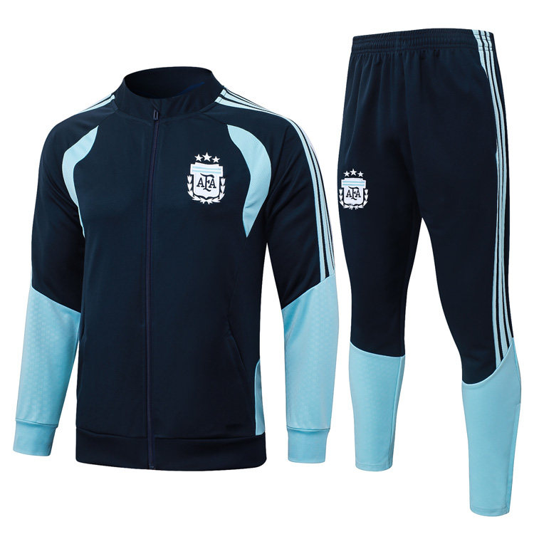 阿根廷宝蓝复古长袖球衣外套男2526足球训练服出场热身长裤运动服