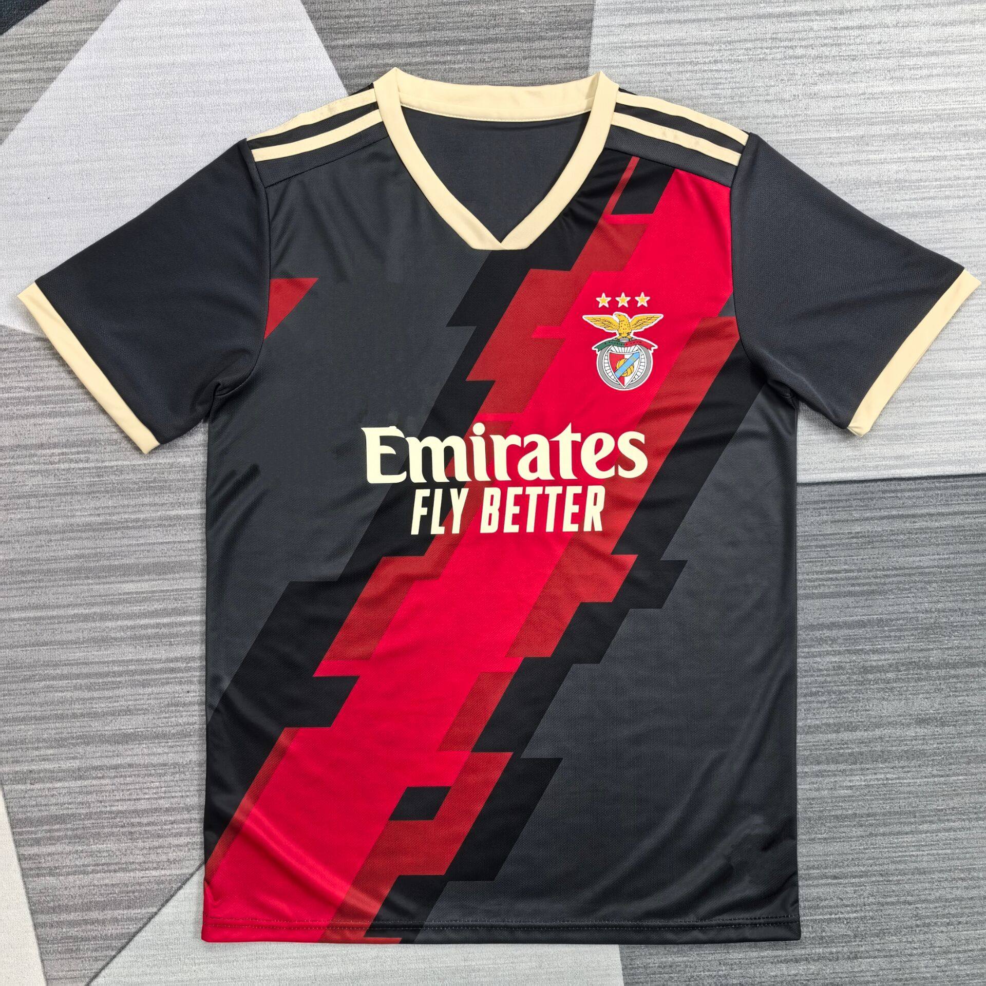 本菲卡2526短袖球衣冷门足球服训练定制男黑色夏季运动健身跑步服