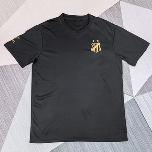 桑托斯黑色短袖球衣男2526冷门足球服上衣定制印号字速干运动队服