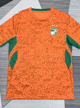 科特迪瓦复古短袖球衣冷门橙色足球训练服男2526速干热身运动队服