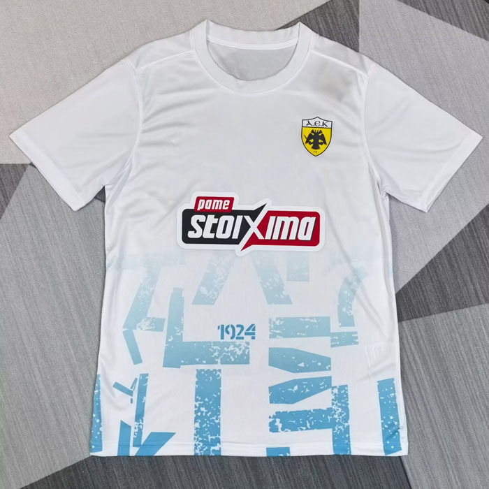 雅典白色短袖球衣男上衣2526冷门足球服定制印号字速干健身运动服
