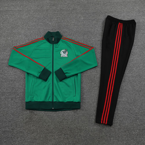 墨西哥绿色长袖外套球衣男2324足球训练服出场热身健身长裤运动服