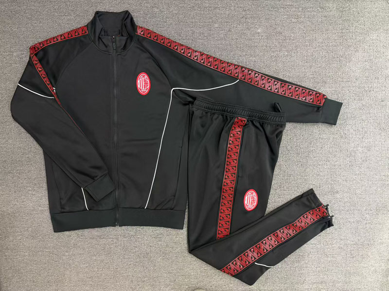 ac米兰2526黑色长袖球衣外套男足球训练服出场热身健身长裤运动服