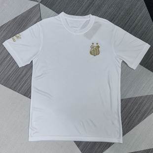 桑托斯复古白色短袖球衣男2526冷门足球训练服定制印号速干运动服
