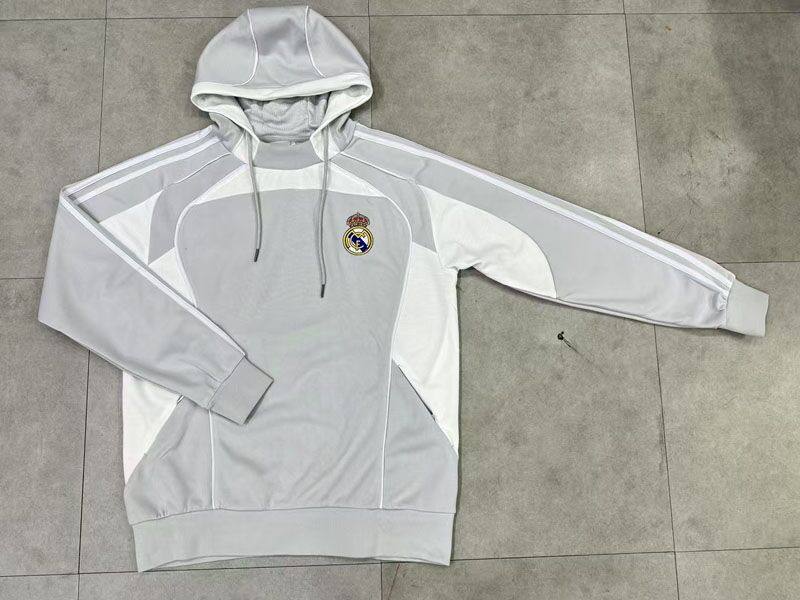 灰白足球训练连帽外套2526冬季长袖卫衣男女好看运动跑步宽松