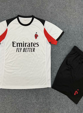 AC白色短袖足球训练服套装25-26赛季男成人学校定制比赛运动跑步