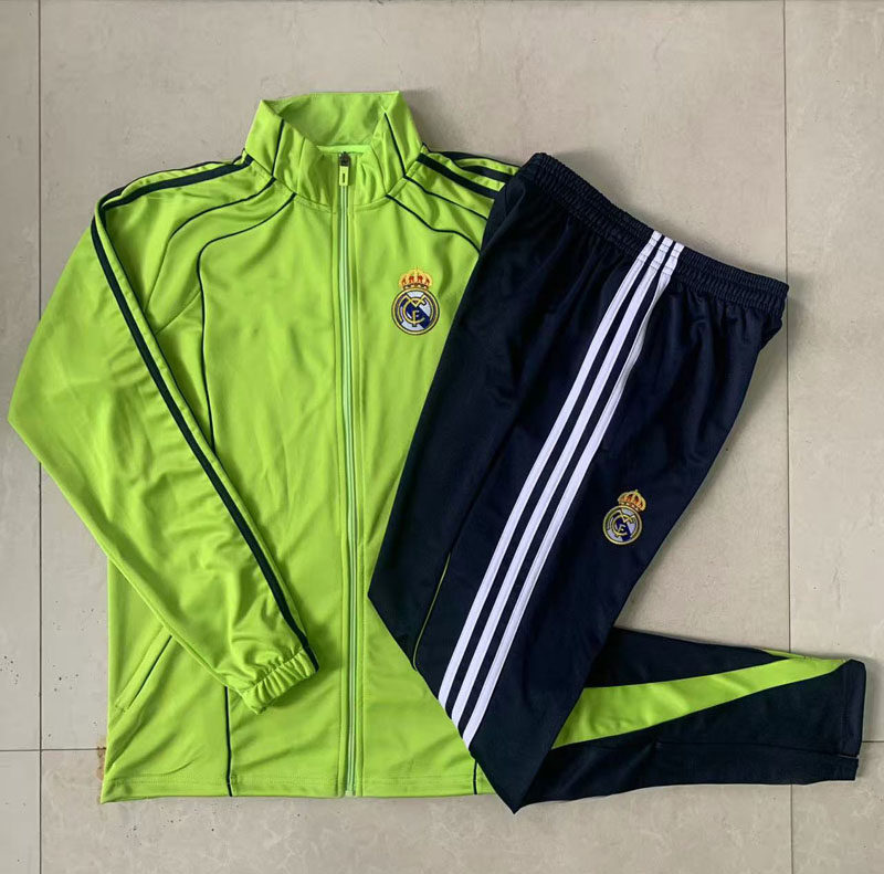 皇马2526草绿长袖足球训练服球衣外套男出场热身健身长裤运动队服