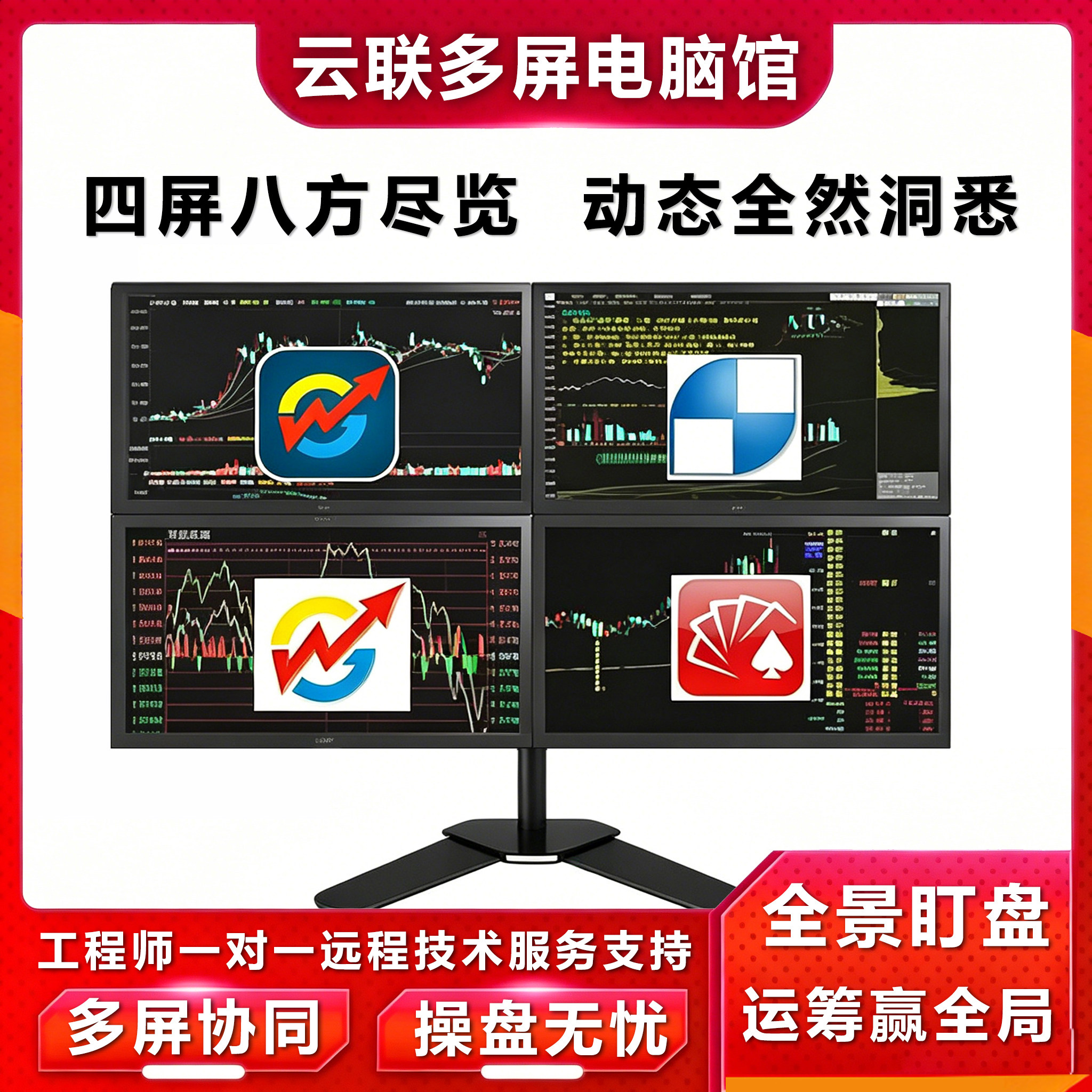专业一机四屏六屏电脑证券炒股票期货看盘神器i7 i9电脑多屏炒股