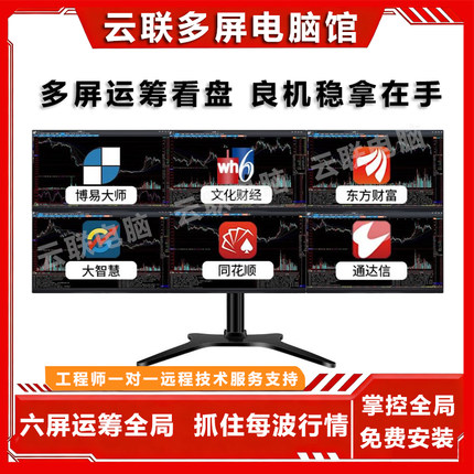 一机4屏四屏6屏六屏电脑多屏炒股专用设备证券炒股票期货看盘神器