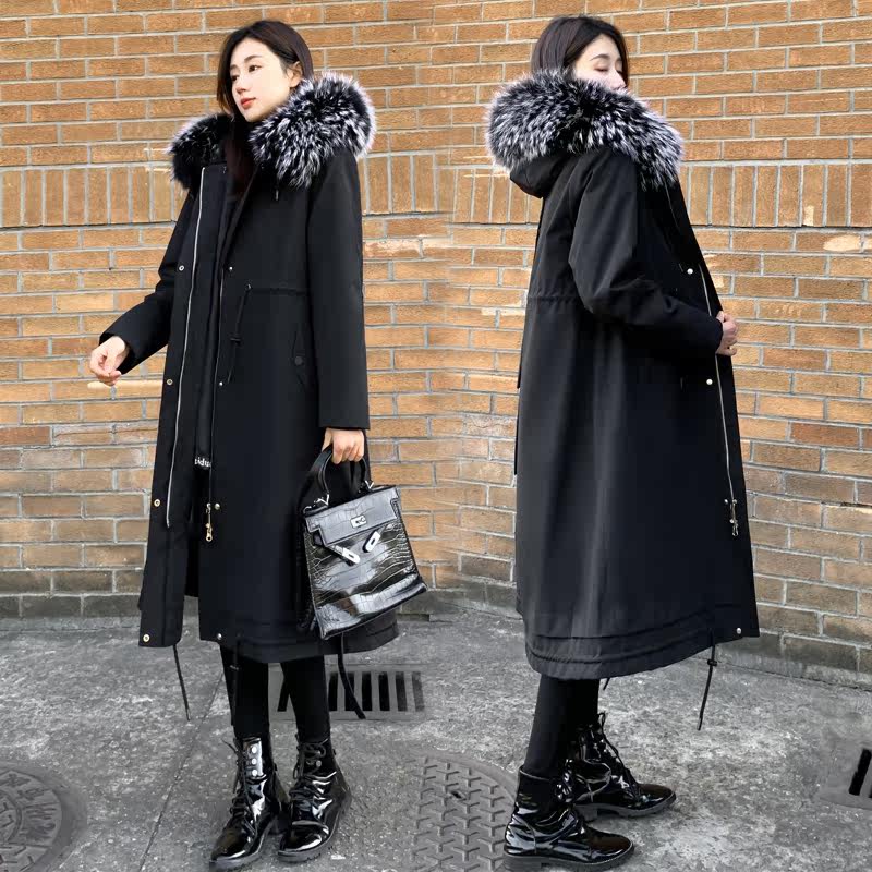 派克服女2025冬季新款獭兔毛可拆卸内胆中长款过膝貉子毛皮草外套,女装/女士精品,派克服,淘宝优惠券,粉丝福利购,淘宝优惠卷
