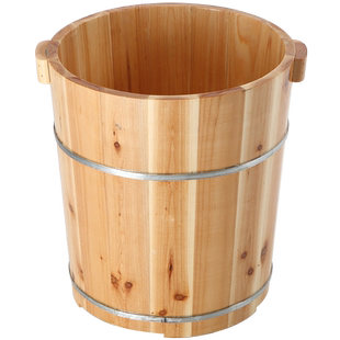 高40cm杉木洗脚木桶 泡脚桶 足浴桶足疗木盆熏蒸木桶带盖子加厚