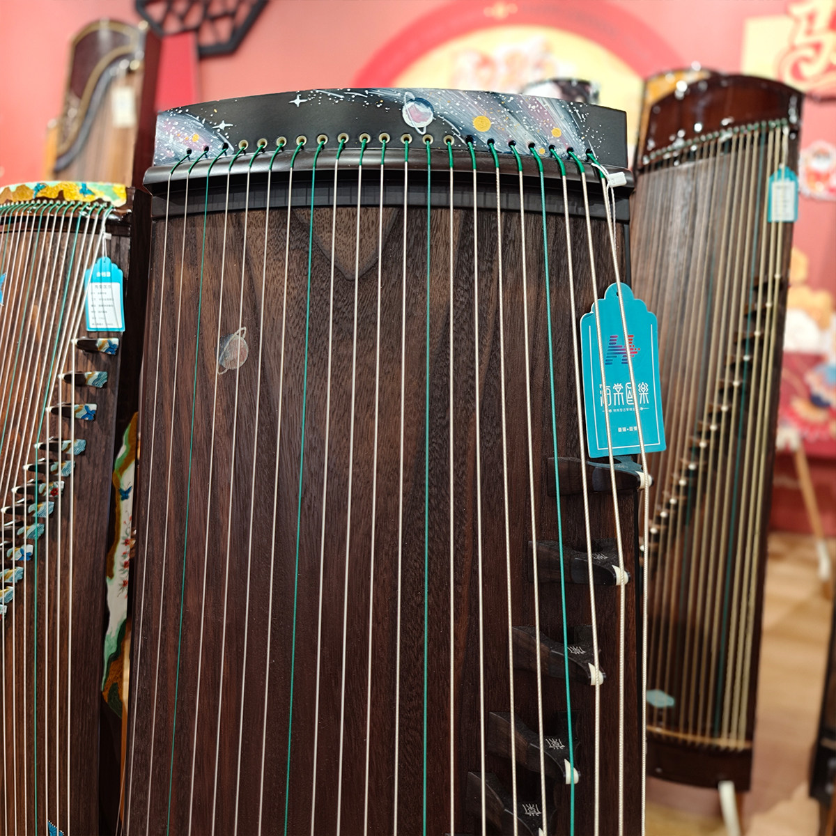 海棠国乐古筝晓梦110厘米阔叶黄檀木手绘半挖演奏小古筝便携短筝