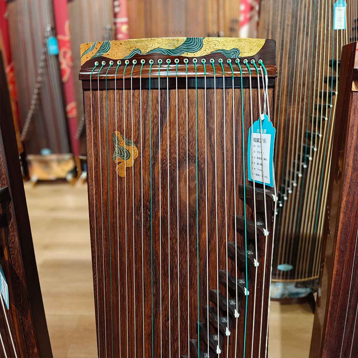 海棠国乐古筝浮光110厘米阔叶黄檀木手绘半挖演奏小古筝便携短筝