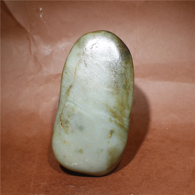 手把件和田玉籽料原石新疆天然玉石真皮青玉牌雕刻作料319克包邮