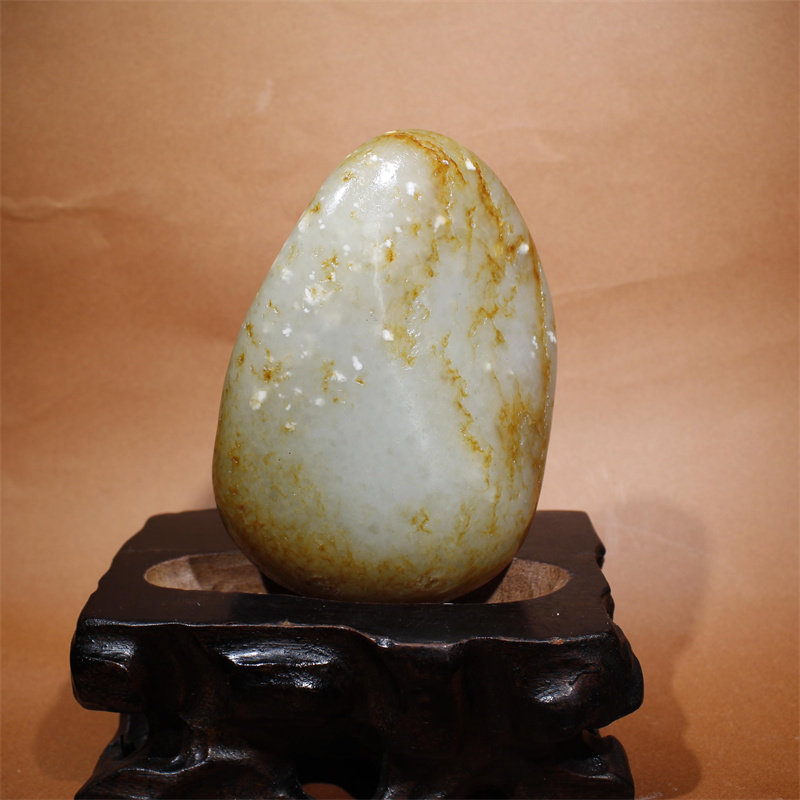 346克黄皮白玉籽料原石小摆件新疆雪花玉和田玉原籽无修好型天然
