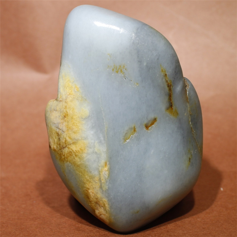 223克真皮青花籽料原石手把件细润和田玉天然玉石无事牌雕刻作料