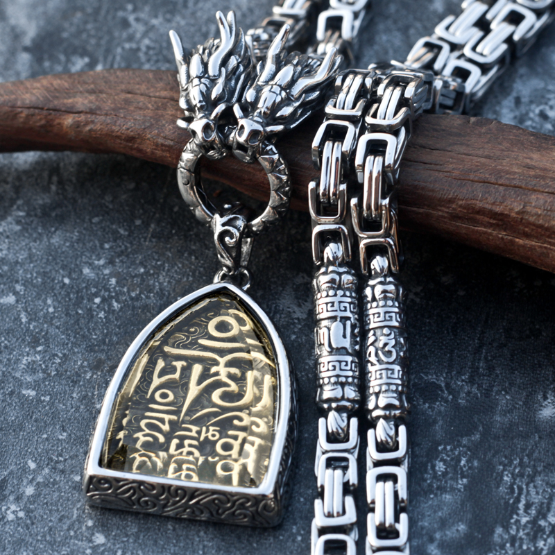 六字真言佛牌项链男嘻哈个性潮