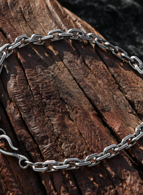 925纯银手链男个性太角链