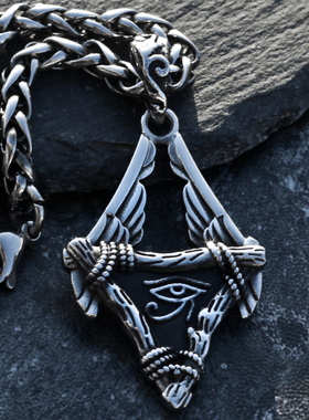 荷鲁斯之眼天使翅膀项链男