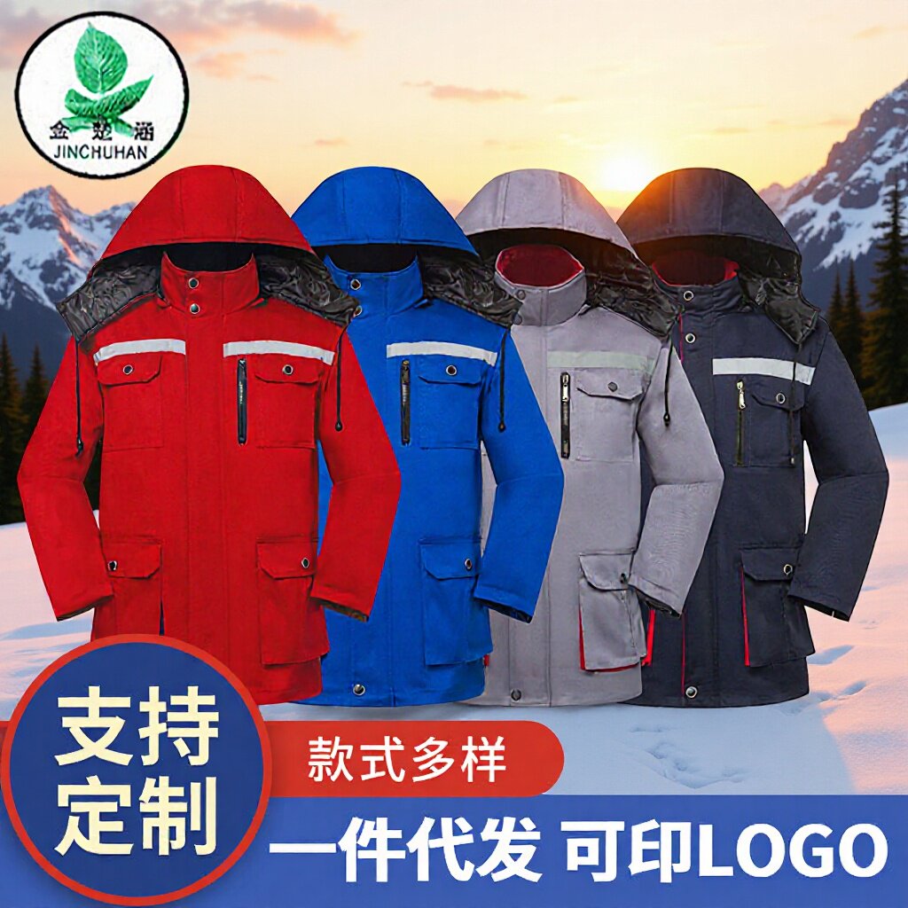 加厚冬装工作服棉服劳保工作服中长款 可拆卸棉袄保暖劳保服定制