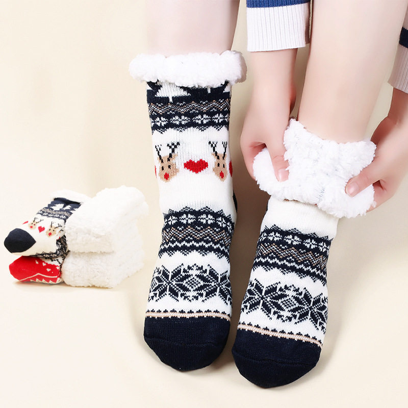【圣诞袜系列】Slipper Socks羊羔绒加厚袜加绒冬季睡眠地板袜