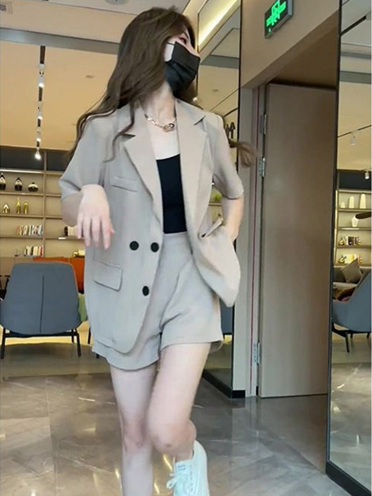 2024 작은 사람들을 위한 새로운 여름 티 스타일 의상 통근용 슈트와 고급스러운 느낌을 지닌 여성을 위한 전문 투피스 슈트 세트