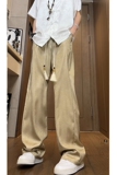 新中式风缎面丝滑西裤高级感潮牌垂感休闲长裤504-K839-P45控68，男装西裤，星座504