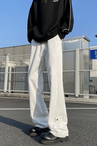 2026新款美式高街拼接牛仔裤潮流微喇叭裤长裤504-K185-P55控78图片
