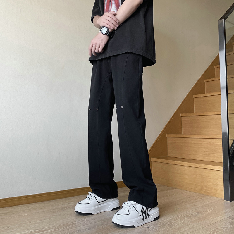 26新款学生男女微喇叭弧形拼接牛仔裤休闲裤潮504-K806-P55控79,男装牛仔裤,星座504