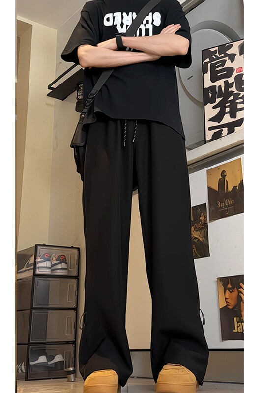 2026新款潮牌美式高街微喇叭西裤脚口拉链休闲裤504-K833-P45控68,男装休闲裤,星座504