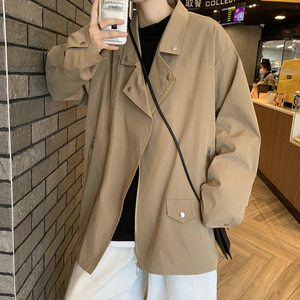 22港风新款男拉链装饰韩版夹克外套宽松休闲上衣潮504-W430-P75图片