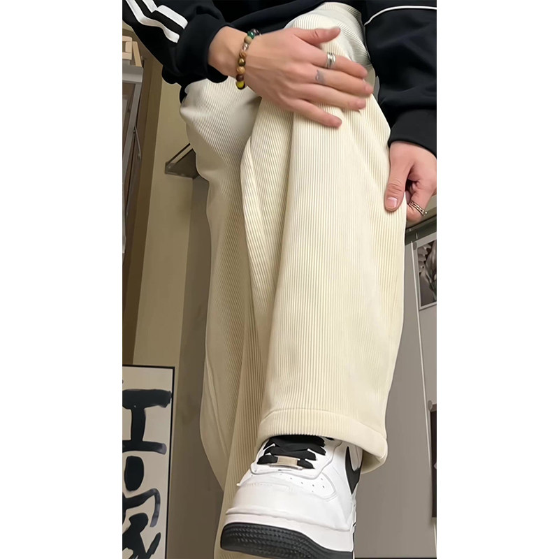 25美式复古灯芯绒垂感休闲裤潮牌宽松阔腿裤504-K184-P45控68,男装休闲裤,星座504