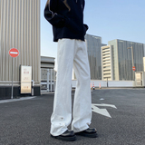 2026新款美式高街拼接牛仔裤潮流微喇叭裤长裤504-K185-P55控78，男装牛仔裤，星座504