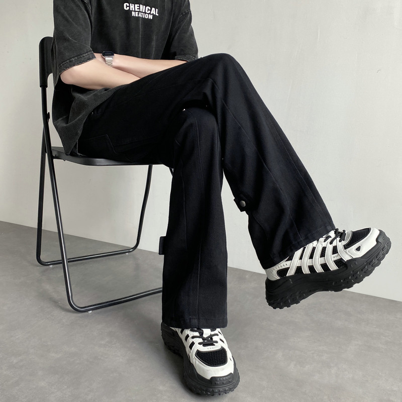26新款学生男女微喇叭弧形拼接牛仔裤休闲裤潮504-K806-P55控79,男装牛仔裤,星座504