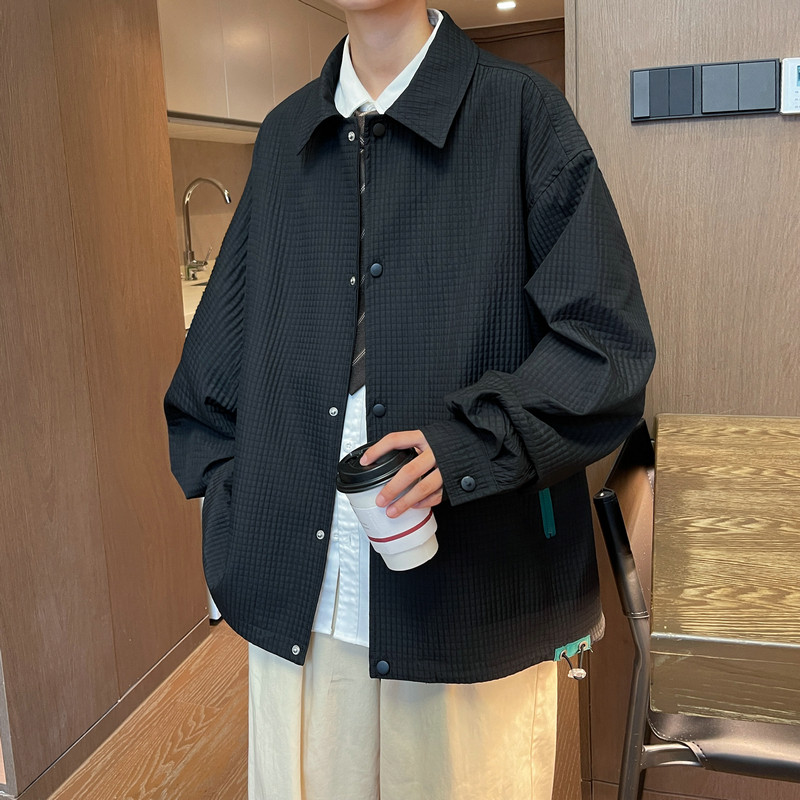 23新款抖音直播男女撞色拉链夹克衬衣宽松外套潮504-W622-P70控98图片