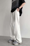 wassuphappy白色微喇牛仔裤男士春秋季新款潮流高街阔腿休闲裤子，男装休闲裤，星座504