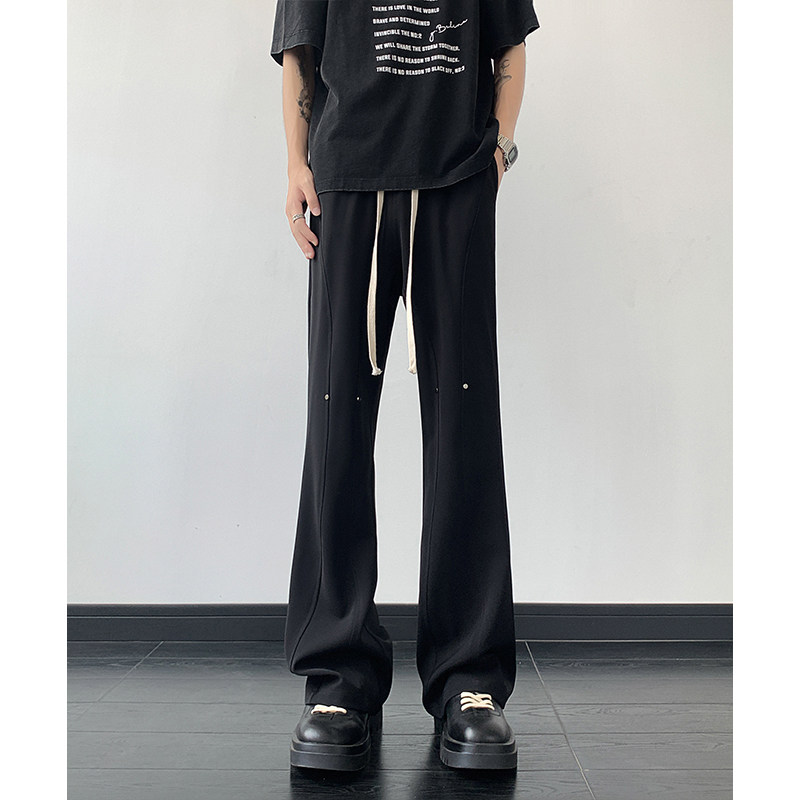 26港风铆钉垂感冰丝喇叭西裤加长休闲裤直播品控504-K812-P55控79，男装西裤，星座504