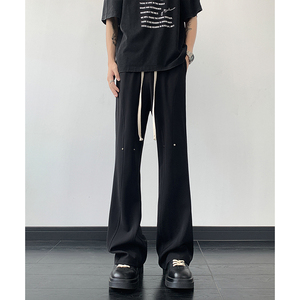 26港风铆钉垂感冰丝喇叭西裤加长休闲裤直播品控504-K812-P55控79，男装西裤，星座504