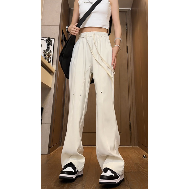 26港风铆钉垂感冰丝喇叭西裤加长休闲裤直播品控504-K812-P55控79，男装西裤，星座504