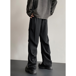 26新款褶皱垂感直筒小西裤休闲裤直播长裤潮504-K173-P55控78图片