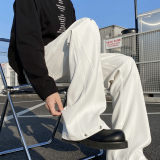 2025新款潮流拼接柳钉微喇叭西裤休闲裤长裤504-K828-P55控78，男装西裤，星座504